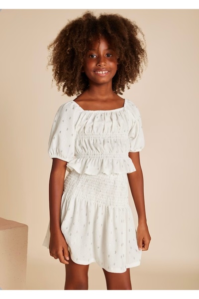 MAYORAL Children's Soft Stretchy Textured Blouse Skirt 2 Piece Set