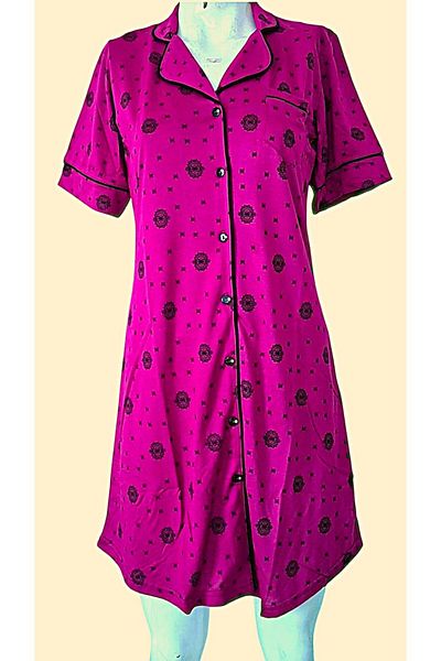 FLZ Oversize Button Short Sleeve Shirt Nightgown-Mini House Dress