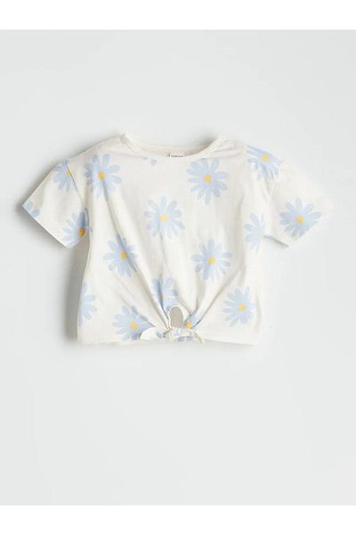 LC Waikiki Lcw Baby Beige Crew Neck Floral Girl's T-Shirt and Leggings 2-Pack