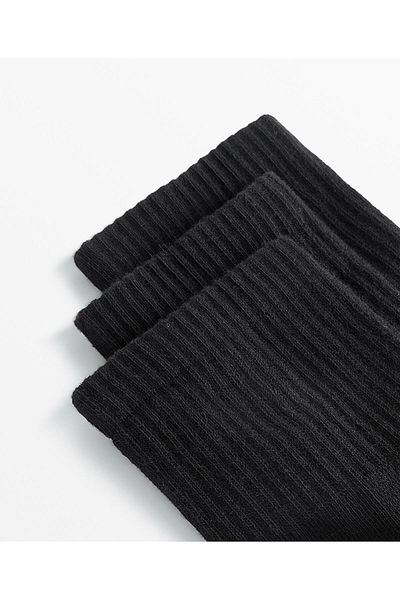 MEM SOCKS Чифт от 3 памучни безшевни спортни чорапи с еластична яка, плетени с трикотаж (боти над глезена)