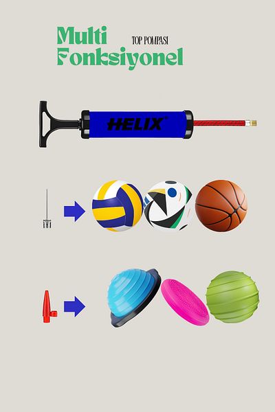 Musclex Spor Tekstil Football Basketball Volleyball Handball Pilates Bosu Ball Inflator Hand Pump