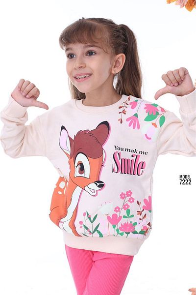 yagmurgiyim Pjk2İ Bmb Patterned Fuchsia Tights and Tops for Girls - 100% Cotton, 3-10 Years 7222-F
