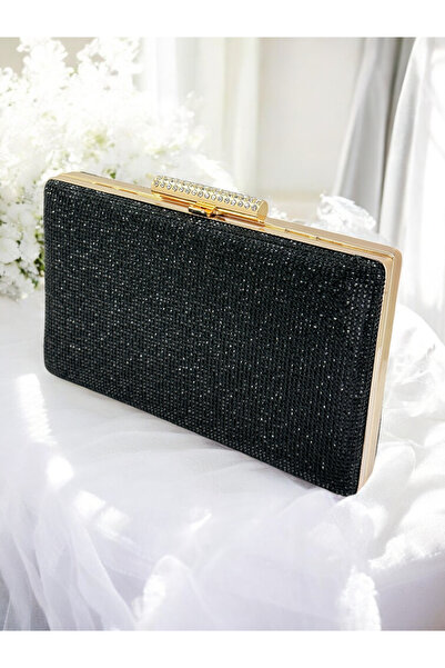 MidStore Culoare Neagră O Parte Cu Piatră Geantă Rochie De Seară De Damă Nunt...