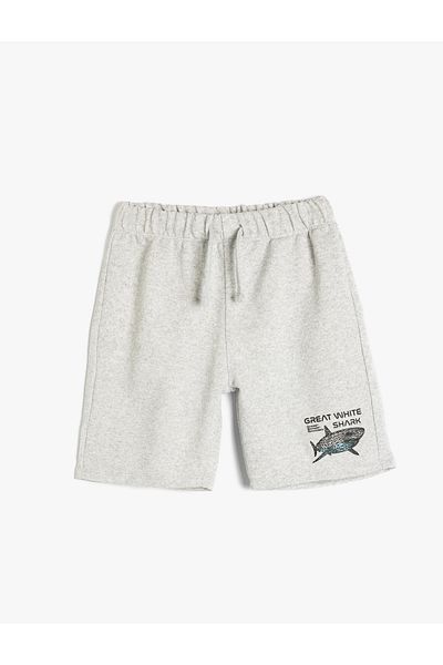 Koton New Season Tie Waist Shark Printed Shorts