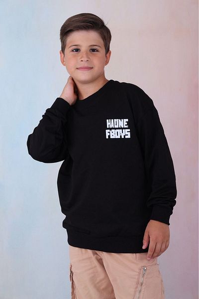 Yağmur Giyim Черен суитшърт с надпис Naruto 2Yip Boy