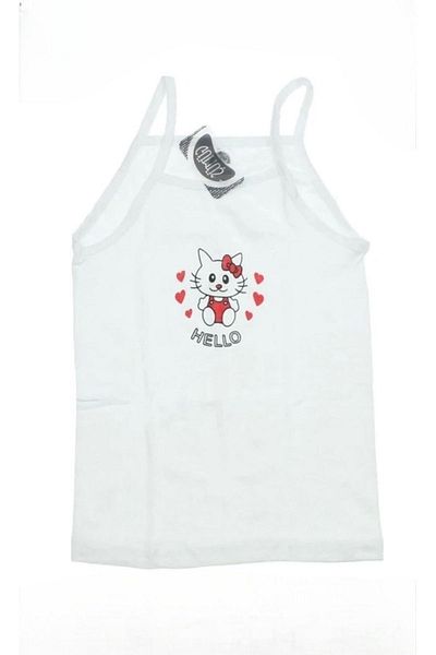 yagmurgiyim Gmş Rib White 3-Piece Hello Kity Girl's Undershirt Set A-3028