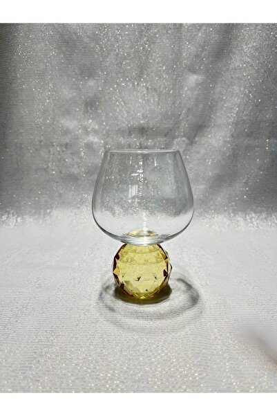 Mirano Cam Tasarım KRİSTAL TAŞ AYAKLI SARI 250 ML KAHVE YANI SU BARDAĞI SETİ-MRNB222