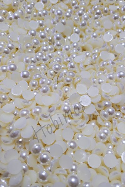 Hobimos 1000 Pcs Cream 8 mm Half Pearls Without Holes - Cream Pearl Without Holes Bonding