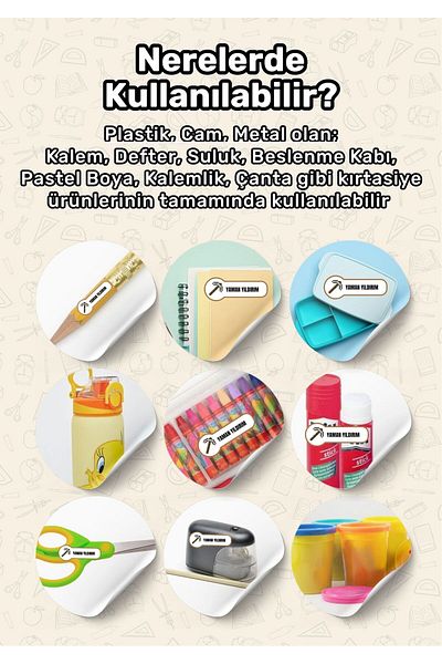 alışveriş kurdu School Label Pen Label Notebook Label Custom Name Writable Label Block Themed 183 Pieces