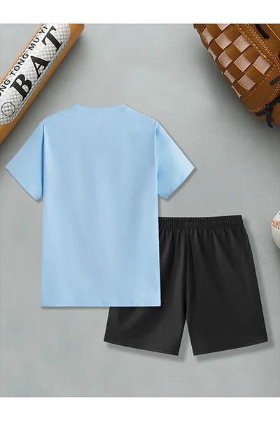Minikelya New York Casual Sweat Suit for Men, Summer Crew Neck Short Sleeve T-Shirt and Shorts Set