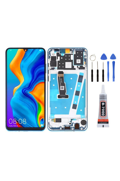 Yedcom Huawei P30 Lite 48MP Çıtalı Mavi Uyumlu Lcd Ekran Dokunmatik Tamir Set...