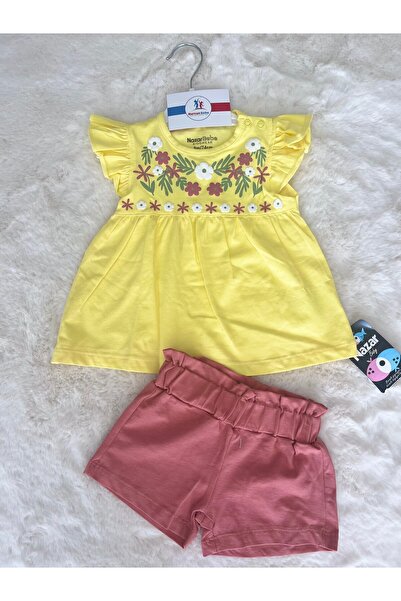 nazar baby Robası Çiçek Baskılı Şortlu Takım