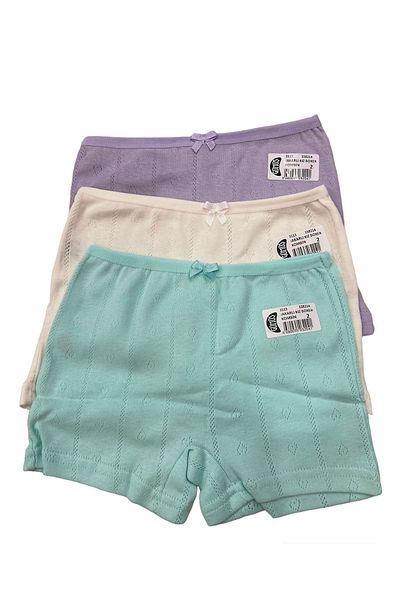 yagmurgiyim Set boxer pentru fete din 3 piese Jacquard verde ecru liliac - GMŞ 3113-2