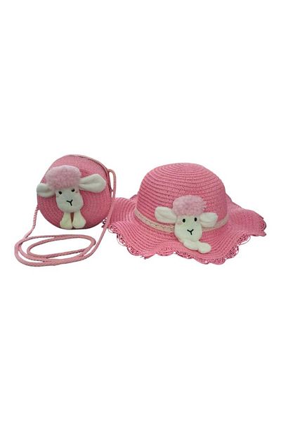 Aware Time 3-8 Years Old Girl Straw Accessory Fedora Hat Bag Set