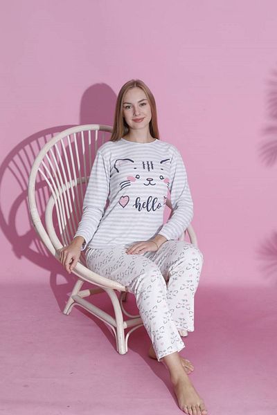 Yağmur Giyim Mlale Patterned Interlock Pajama Set 3233-Kd