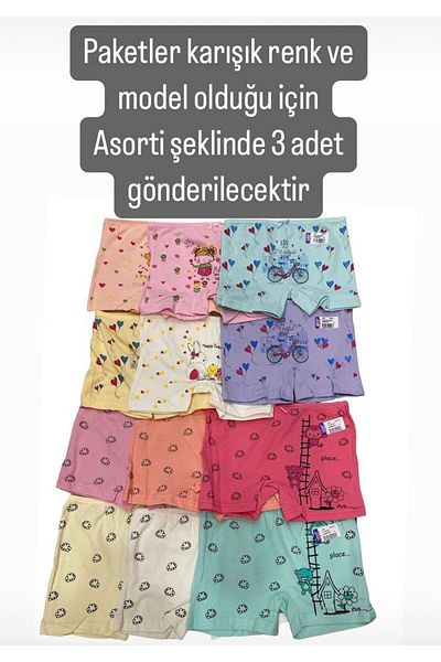 yagmurgiyim Sortiment SDF Set boxer pentru fete, culori mixte și model, 3 piese 1045