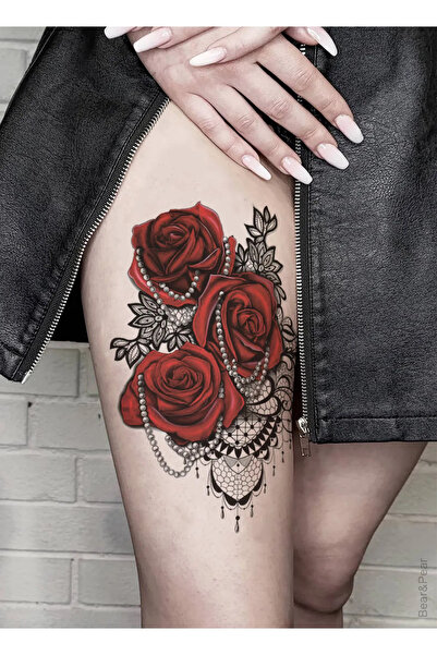 Lace Rose Body Leg Tattoo with Real Tattoo Look Women Tattoo