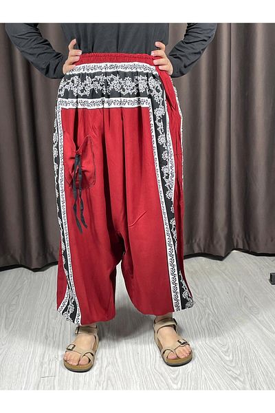 Sobe Hediyelik Viscose Comfortable and Stylish Net Low Baggy Trousers in Adana Baggy Form