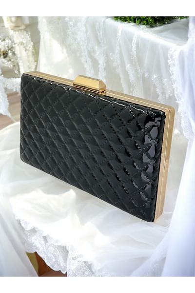 Generic Brand 2026 Collection Black Luxury Patent Leather Quilted Patterned W...