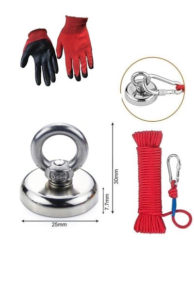 Genel Markalar 25mm Magnet Fishing Seti , Neodyum Pot Mıknatıs 25mm Çapında H...