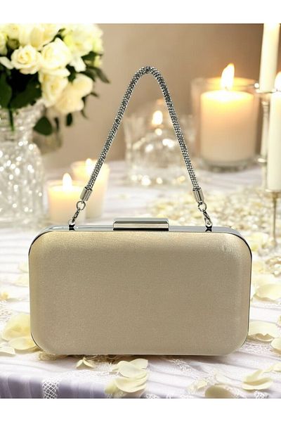 Wedding Fashion Culoare Nudă Satin Piatră Mâner Femei Rochie De Seară Geantă Nunta Logodna Absolventa