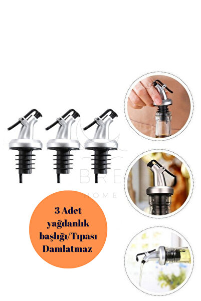 BRE HOME 3 Adet Yağdanlık Yağlık Sirkelik Nar Ekşisi Sıvıyağ Ayçiçek Yağı Şişe Damlatmaz Başlığı, Tıpası