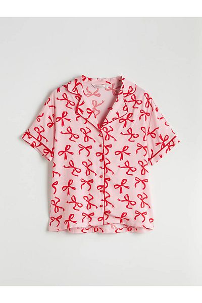 LC Waikiki Set de pijamale de damă cu guler de cămașă roz