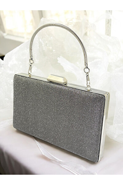 Wedding Fashion Γυναικεία βραδινή τσάντα φορέματος Anthracite Grey Platinum S...