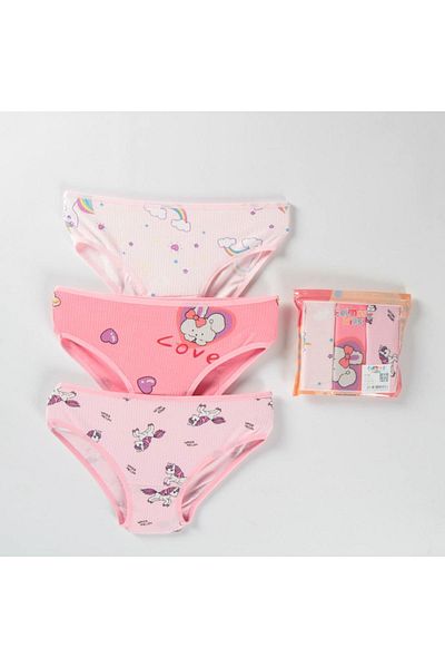 yagmurgiyim Set de 3 slip pentru fete din țesătură cu nervuri ELM cu model mixt S-62
