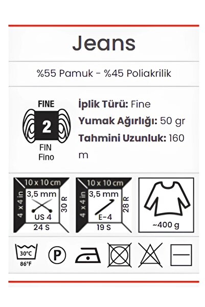 Yarnart Yarn Art Jeans 33 Bebe Mavisi Amigurumi Örgü İpi Hırka Örgü İpi Bebek İpi Punch İpi