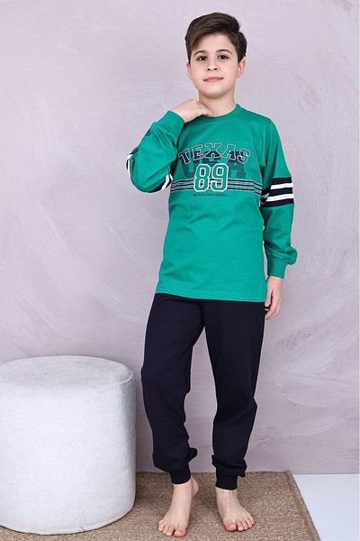 Yağmur Giyim Green Texas Printed Pajama Set - 11-15 Years Old Boy, 7015-Y