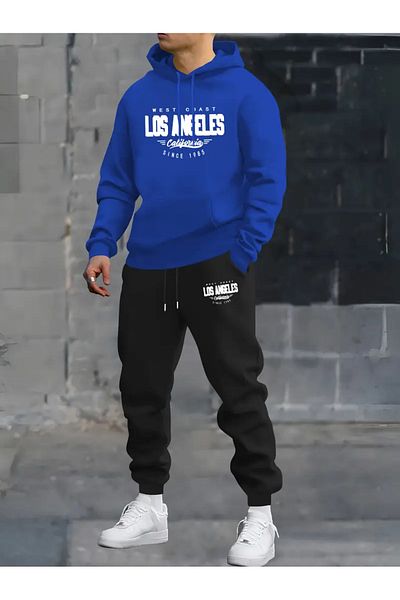 Minikelya Long Sleeve Doors Sweatshirt and Joggers, Casual Sportswear, 2-Piece Set (Los Angeles Print)