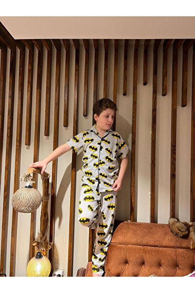 yagmurgiyim Pjkö Batman Sa deznom Siva Kratka Rukava Na dugmad sprijeda Dečij...