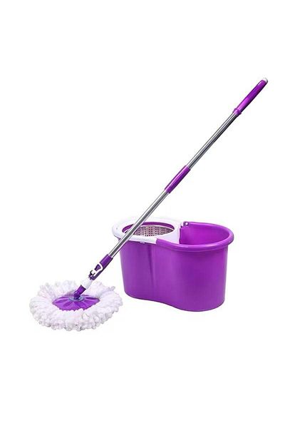 Generica Easy Spin Wheeled Mop and Bucket with 360 Degree Rotating Stainless Steel Bucket for Home Floor Cleaning Blue