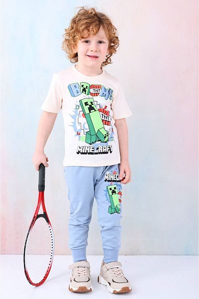 yagmurgiyim Blue Motif Boy's Suit - κοντομάνικο - 3-10 ετών.