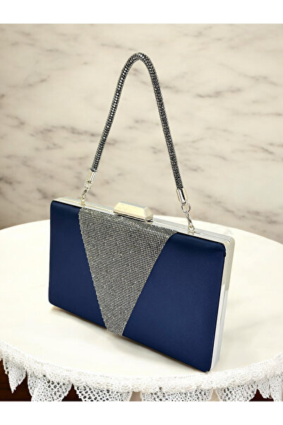 Generic Brand 2026 Trend Navy Blue Strappy Evening Dress Bag Si, Platinum Sto...