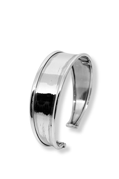 oya silver Düz Parlak Ayarlanabilir Kalın Gümüş Bilezik-model 2