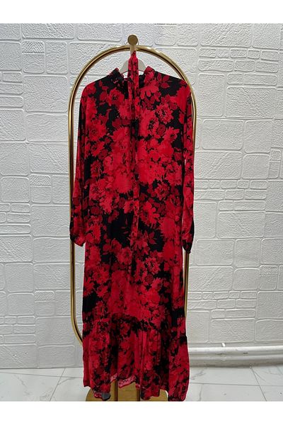 Zeynep Butik Viscose Fabric Rose Patterned Dress 1692