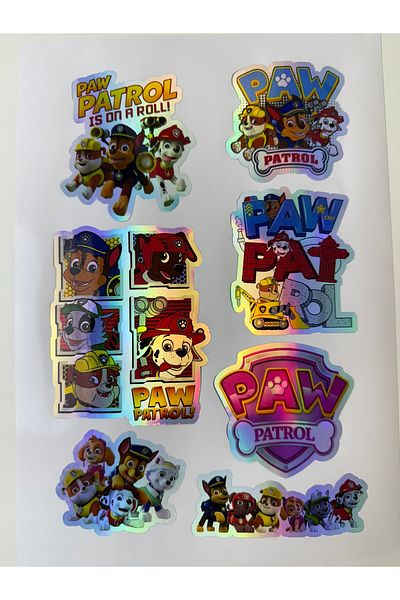 cakaybu Paw Patrol Hologram Sticker 1 Sheet A4 Sticker