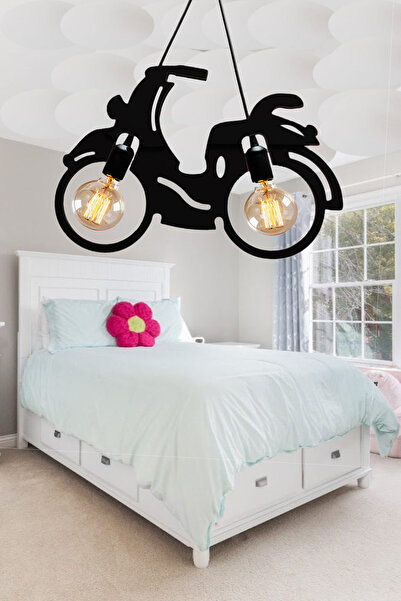 Nurnivus Motor Bisiklet Scooter Avize Nostaji Ahşap Sarkıt Modern Rustik Dekoratif Lamba Genç-çocuk Odası