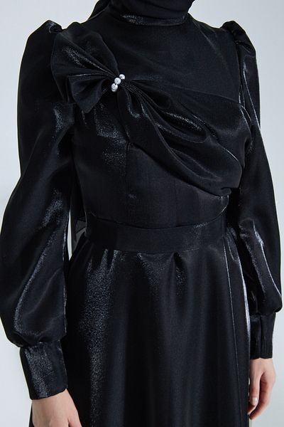Azeem Mango Glitter Satin Hijab Evening Dress, Graduation, Engagement, Wedding, Promise Dress