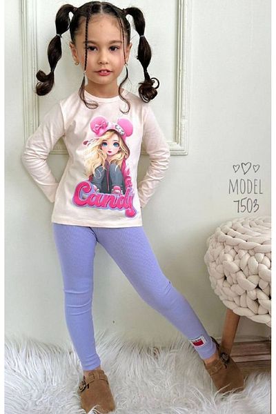 Yağmur Giyim Girl's Set with Lilac Tights 3-10 Years 7503-L Pattern