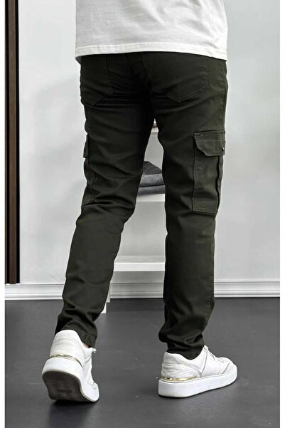 Denim Men's Side Pocket Cargo Pants Black Buttoned with Lighe and Shaper