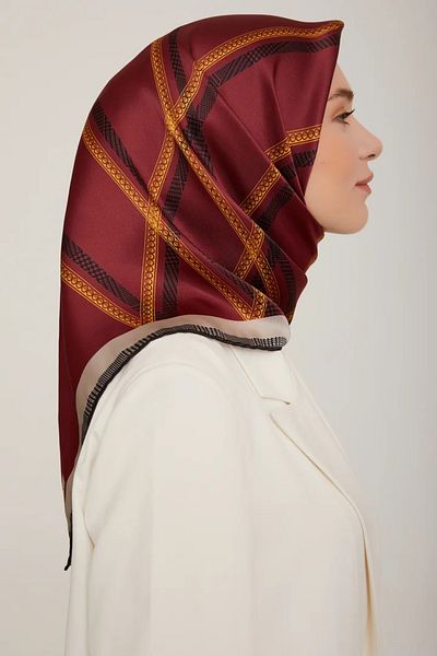 Armine Eșarfă de mătase Nostalgia Sura 8833DS Culoare uni Burgundy