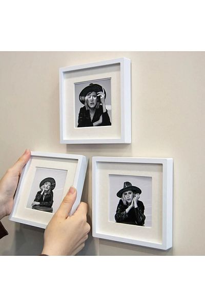 LİFE GLOBAL White 14X14Cm Pola Square Photo Frame with Adhesive Disconnect Mat - Pack of 3