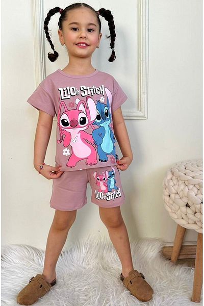 Yağmur Giyim Girl Suit with Kurusu Shorts - Pjkskt Design Dusty Rose