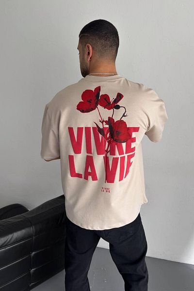 İLKCET MODA Μπλουζάκι La Vie Unisex με στάμπα Oversize