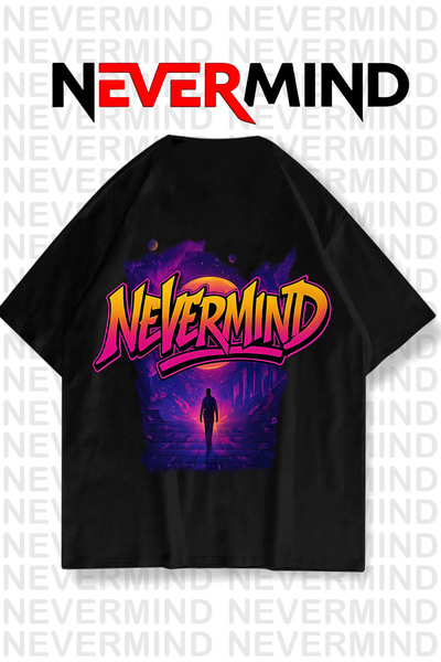 NEVERMIND Tricou unisex neon retro vaporwave design 100% bumbac