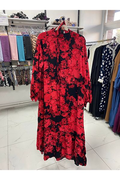 Zeynep Butik Viscose Fabric Rose Patterned Dress 1692