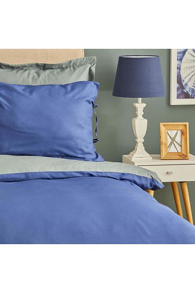 Karaca Home Basic Grau Indigo Wendbares Doppelbett Bettw sche Set